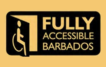 A yellow and black image of an open door with a wheelchair logo on it and the words Fully accessible Barbados comprise the image for the article, Fully accessible Barbados (FAB)