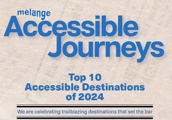 Header of a document with the title 'Mélange Accessible Journeys: Top 10 Accessible Destinations of 2024' followed by the subtitle 'We are celebrating trailblazing destinations that set the bar
