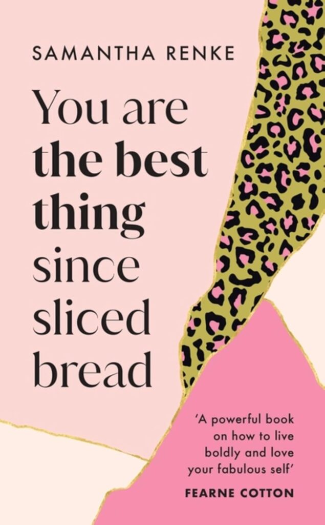 A book cover for "You Are The Best Thing Since Sliced Bread" by Samantha Renke. The background is a solid, light blue-green color. A black and white photo of the author, a woman in a wheelchair, is in the center. The author is smiling and looking at the camera. The title is written in large, dark blue serif font, with "You Are The Best Thing" stacked on top of "Since Sliced Bread." The author's name, "Samantha Renke," is in a smaller font at the bottom. The overall design is clean and modern.