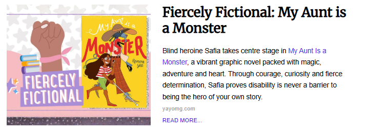 This feature spotlights Safia, the blind heroine of a vibrant graphic novel by Reimena Yee. The story uses magic and adventure to demonstrate that disability is not a barrier to being the hero of one's own narrative.